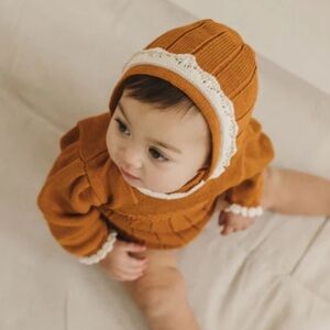 Fin & Vince Adeline Mustard Knitted Bonnet